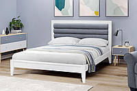 Кровать двуспальная с мягким изголовьем Гелиос 160-200 см (белая)