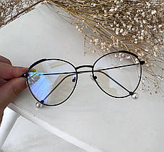Жіночі іміджеві окуляри у чорній оправі з лінзою Blue Blocker (для роботи за комп'ютером)