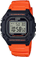 Часы Casio W-218H-4B2 наручные мужские спортивные, оранжевые / черные | Casio оригинал с гарантией на 2 года
