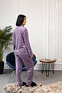 Домашній костюм Піжама жіноча ВЕЛЮР на гудзиках сорочка і штани ЛІЛОВИЙ BRAND 200230, фото 5