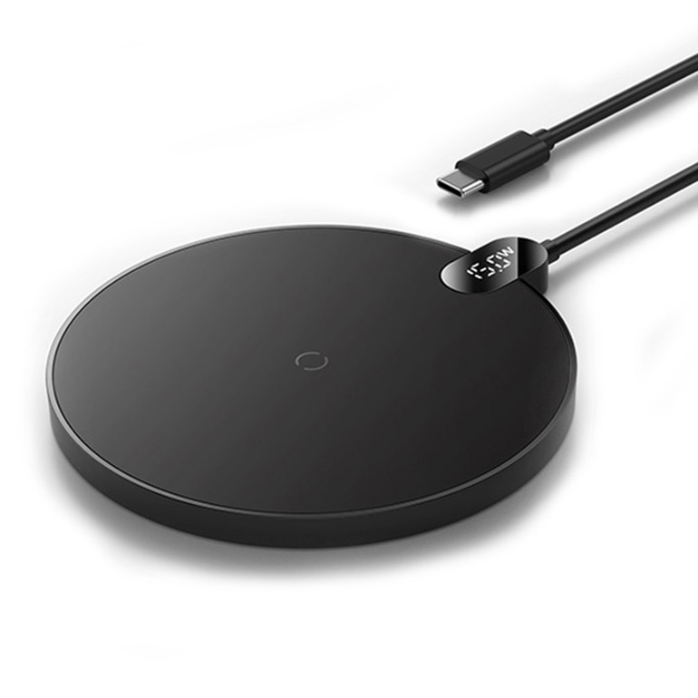 Бездротовий зарядний пристрій з дисплеєм Baseus Qi 15 LED Display Gen2 Wireless Charger (чорний), фото 1