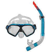 Набор маска и трубка для плавания голубая Dolvor PVC 9510P