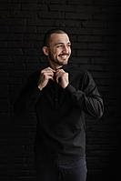 Мужская рубашка льняная Soro воротник стойка черная Рубашка классическая с длинным рукавом