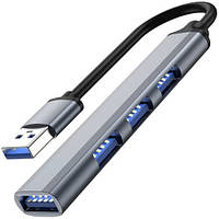Хаб USB концентратор, сплітер алюмінієвий - 4 порти 3.0 + 2.0 Izoxis