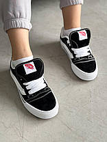 Кеди жіночі Vans Skool KNU Black White Ванс Скул Кну низькі унісекс чорно-білі замша текстиль демісезон, фото 6
