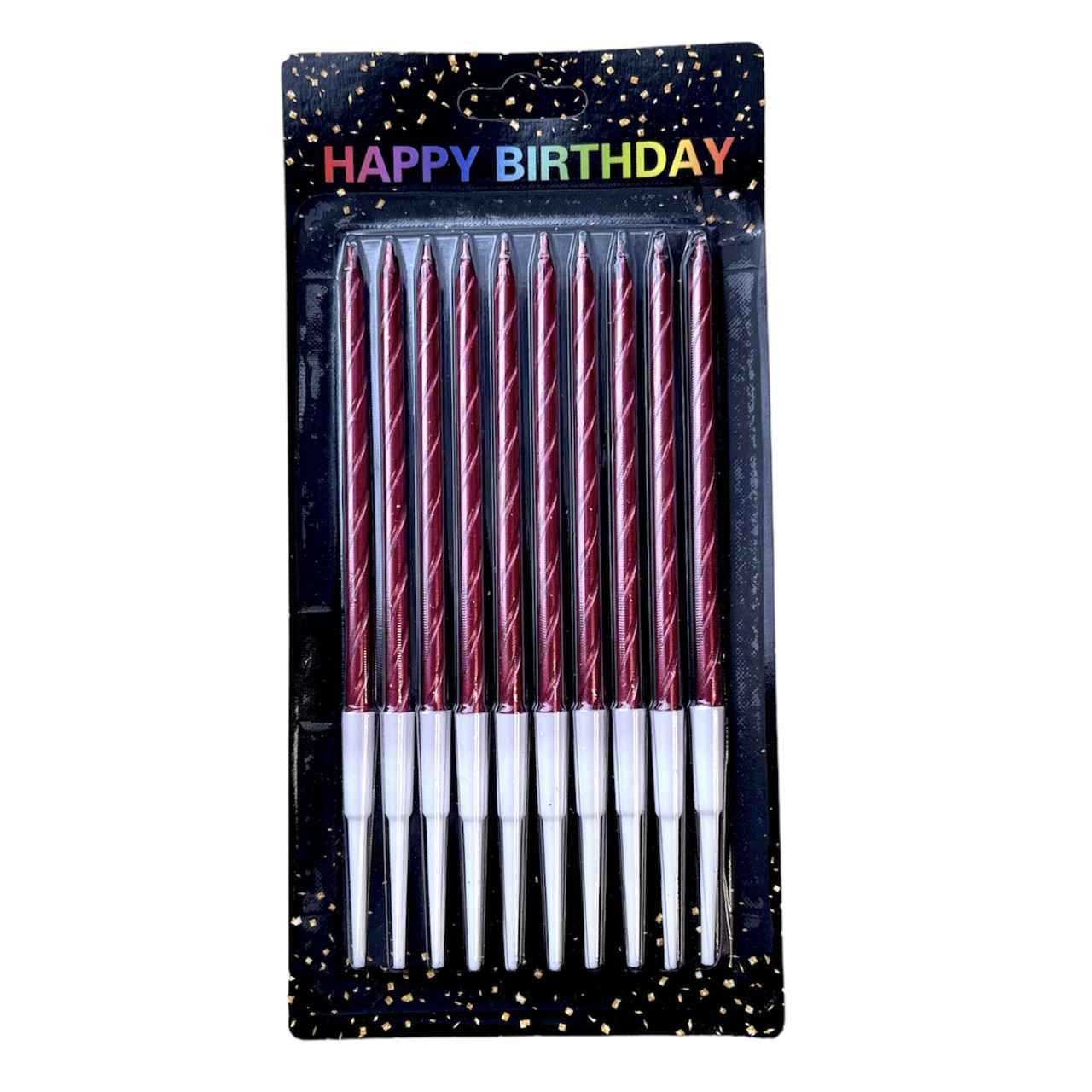 Свічки для торта хром червона спіраль, 10 штук