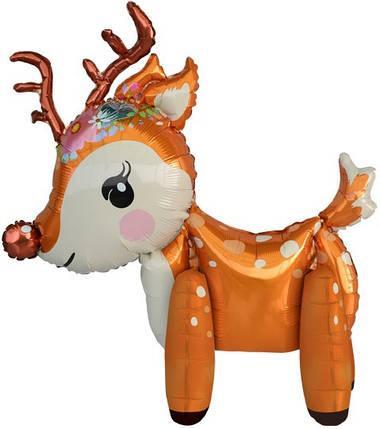 Фольгована кулька фігура стоячка "Олень" коричневий 67х86 см. в уп. (1шт.)
