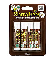 Sierra Bees, органический бальзам для губ, кокос, 4 шт. в упаковке