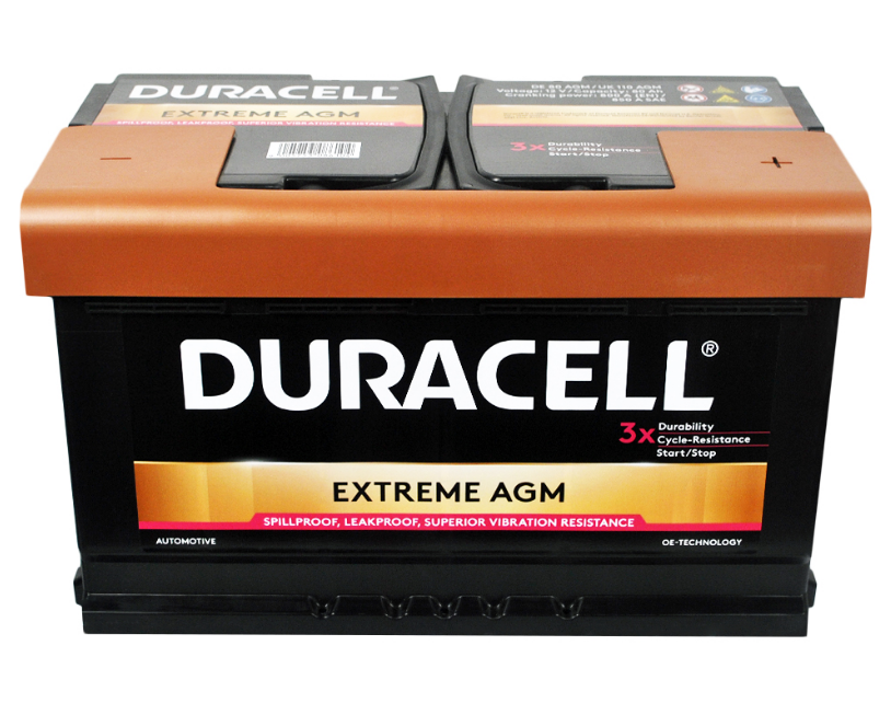 Автомобільний акумулятор DURACELL Extreme AGM 80Ач 800А