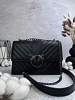 Жіноча сумка чорна Pinko black nickel сумочка жіноча на плече в подарунковому пакованні
