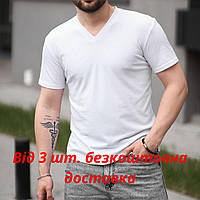 Турецькі Чоловічі футболки з V-подібним вирізом білі, Футболка базова без малюнка модна українська