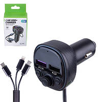 Модулятор FM 5в1 CS1 12-24v 2USB 5V-3.1A Type C 5V-3.1A 3in1 charging cable BT5.0 RGB-ambient light (CS1)