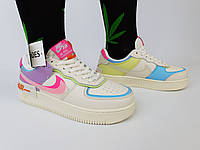 Цветные кроссовки женские Nike Air Force 1 Shadow Double Swoosh. Женские кроссы модные Найк Аир Форсе 1 Шедоу 36