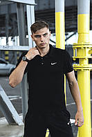 Футболка поло мужская Nike летняя весенняя тениска Найк с воротником трикотажная черная