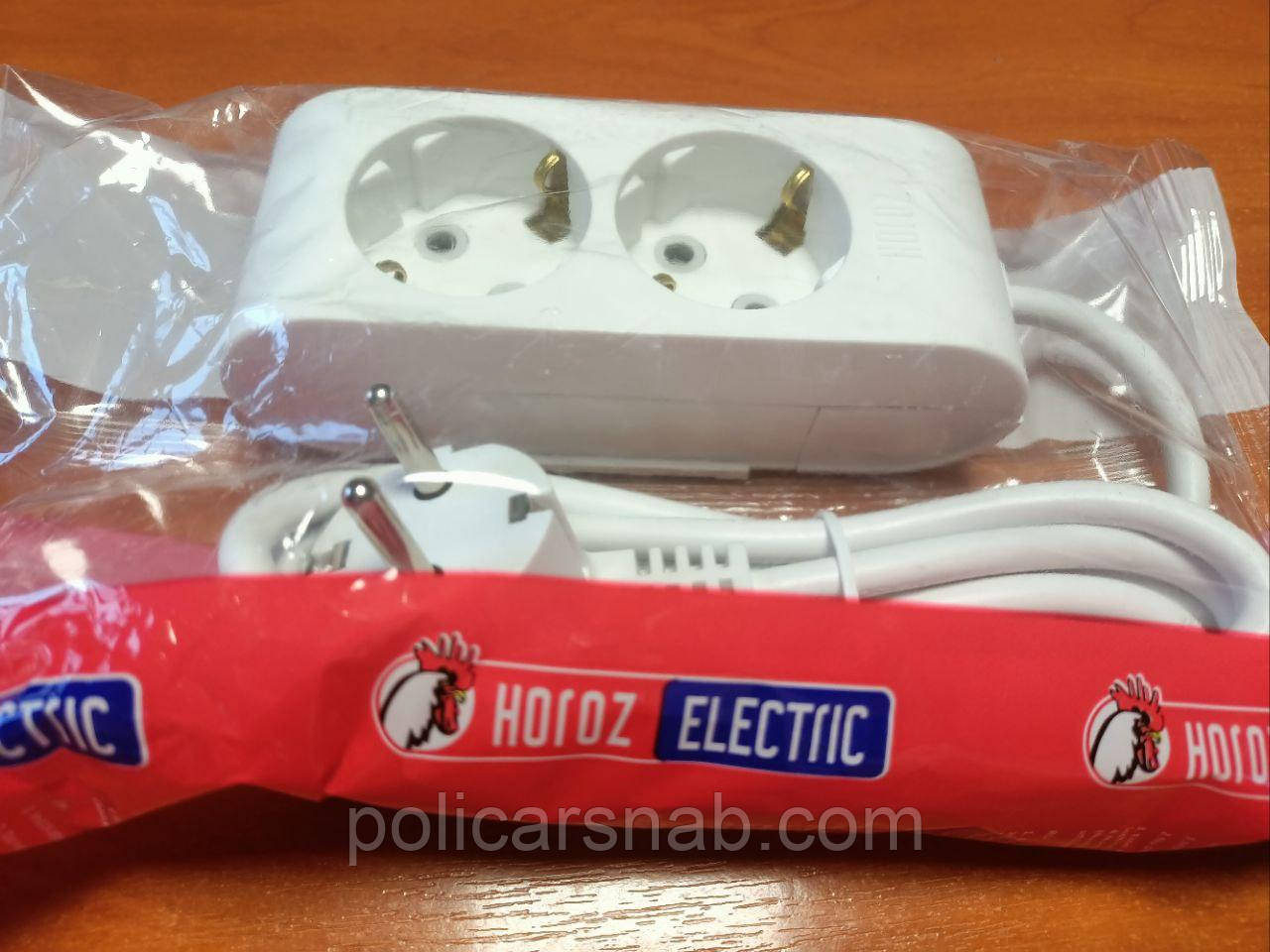 Подовжувач мережевий побутовий 2 гнізда 2 метри із заземленням ДЕКО Horoz Electric Туреччина корпус білий пластик