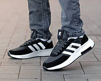 Мужские замшевые кроссовки adidas retropy черные с белой подошвой Спортивные кроссовки для бега и прогулок