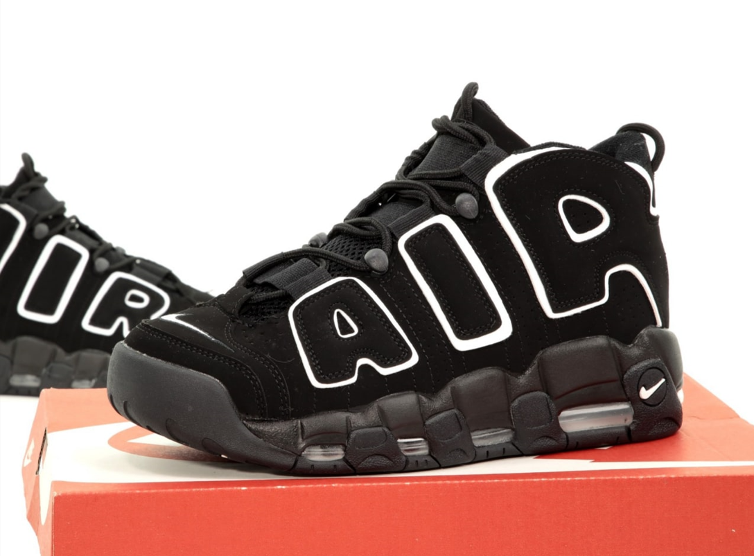 Чоловічі жіночі кросівки Nike Air More Uptempo Найк Аптемпо чорно-білі осінь весна