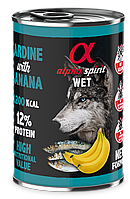 Повнораціонний вологий корм Alpha Spirit Sardine with Banana з сардиною та бананами для дорослих собак 400 г (as576307)