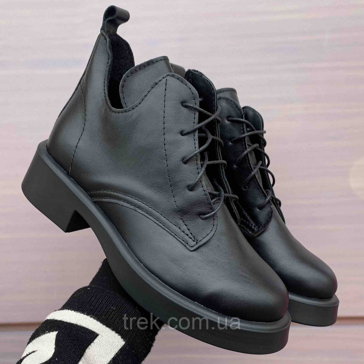 Черевики шкіряні демісезоннні чорні /23422/ 40р, фото 1
