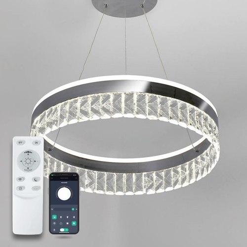 Люстра світлодіодна LUMINARIA MOLLY 90W R CARINA CHROME/CLEAR 500/1200 APP 220V IP20 з пультом ДК