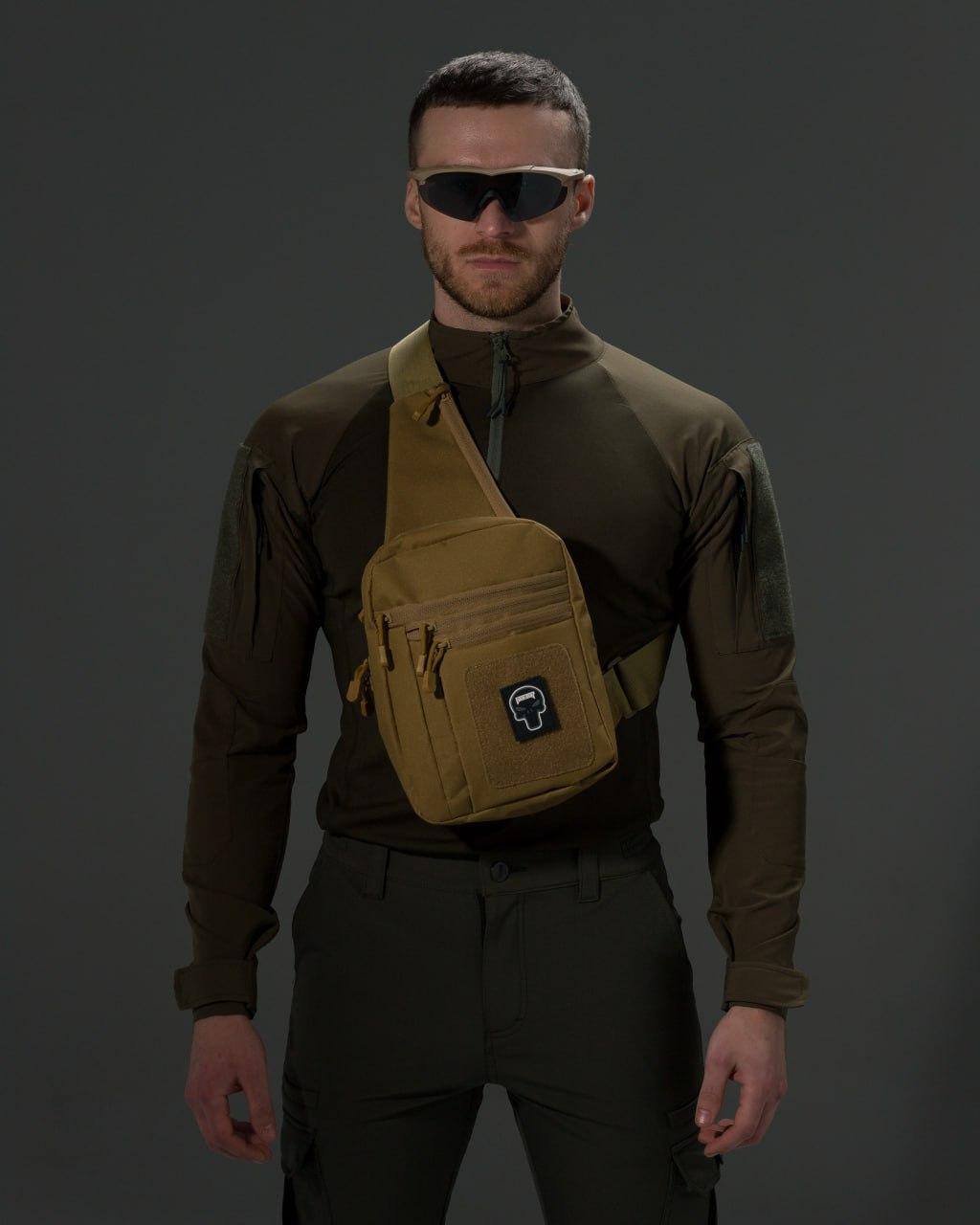 Тактичний месенджер Holster з кобурою пісочний, чоловіча сумка тактична пісочна, фото 1