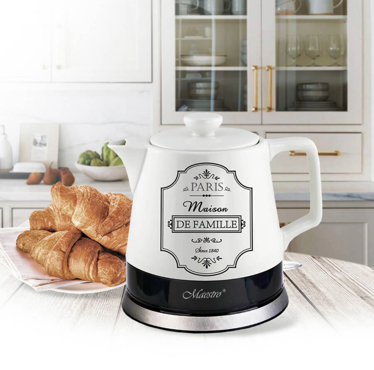 Електрочайник керамічний 1.2 л Maestro MR-070 Електрочайник із кераміки 1200 Вт Чайник дисковий, фото 1