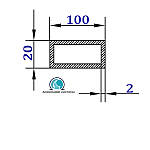 100х20х2 / 1 метр / труба прямокутна / анодована