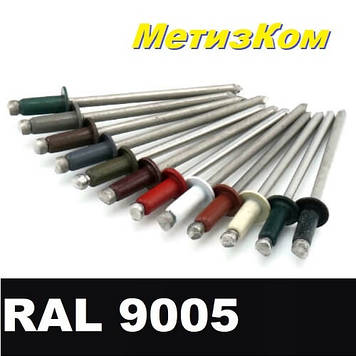 Заклепки 4,0*10,0 мм RAL9005, пофарбовані, AL/ST c плоскою головкою（упаковка 500шт.）