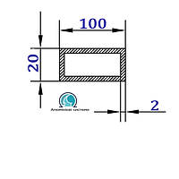 100х20х2 / 1 метр / труба прямокутна / без покриття