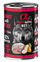 Повнораціонний вологий корм Alpha Spirit Turkey with Pear з індичкою та грушами для дорослих собак 400 г (as576178)