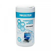 Очисні серветки Maxxter в тубі для дисплеїв, 100 шт. (CW-SCR100-01)