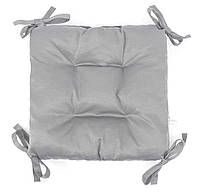Подушка с завязками для стула кресла табурета 30х30х8 светло серая
