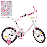 Детский двухколесный велосипед PROF1 16 дюймов Y1685, бело-розовый