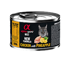 Повнораціонний вологий корм Alpha Spirit Chicken with Paineapple з куркою та ананасами для дорослих котів 200 г (as310363)