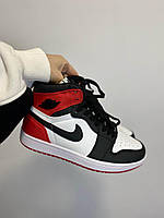 Кросівки NIKE 'Air Jordan 1 Black White Red Textile