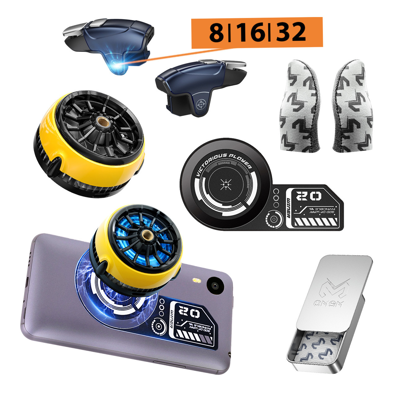 Ігровий комплект MEMO: пластина VC01, магнітний кулер CX04, напальники FS02, тригери AK-02 з макросом, фото 1