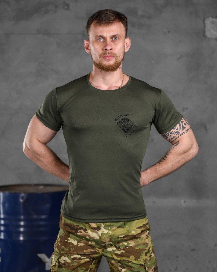 Мужская военная футболка Odin coolmax олива, оливковая потоотводная футболка приталенного кроя - фото 6 - id-p2102770084