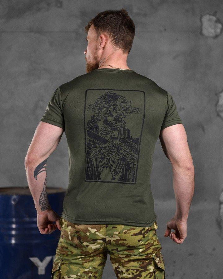 Мужская военная футболка Odin coolmax олива, оливковая потоотводная футболка приталенного кроя - фото 9 - id-p2102770084
