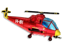 Фольгована кулька міні фігура "Вертоліт" червона Flexmetal 17" (43×25 см) (1 шт)