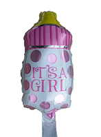 Фольгована кулька міні фігура "Пляшечка it`s a girl" рожева 12" 1шт.