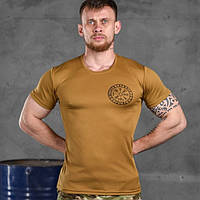 Армейская футболка Odin койот, тактическая футболка coolmax приталенного кроя с принтом
