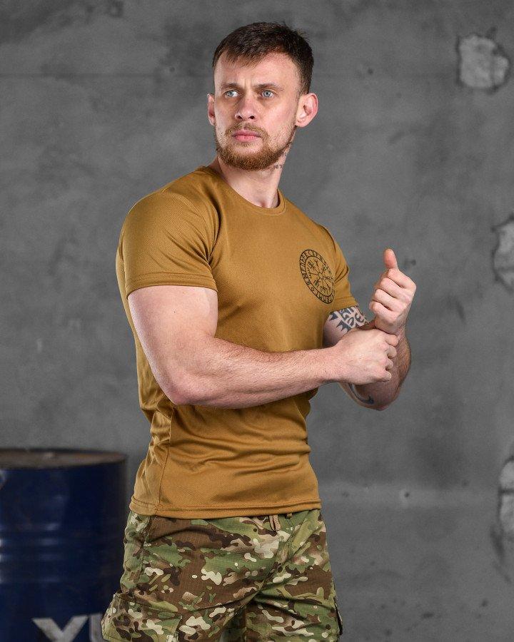 Армейская футболка Odin койот, тактическая футболка coolmax приталенного кроя с принтом - фото 6 - id-p2102790655