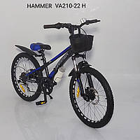 Велосипед горный подростковый 22 дюйма HAMMER VA210-22H, гидравлический тормоз, синий