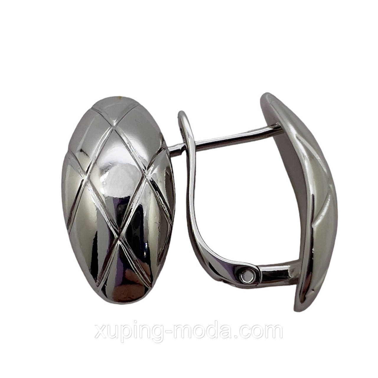 Сережки xp. 20х10 мм. Родій, фото 1