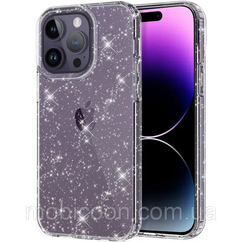Чохол прозорий з блискітками для iРhone 14 Pro Max