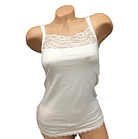 Майка жіноча натільна з мереживом Ozkan бавовна