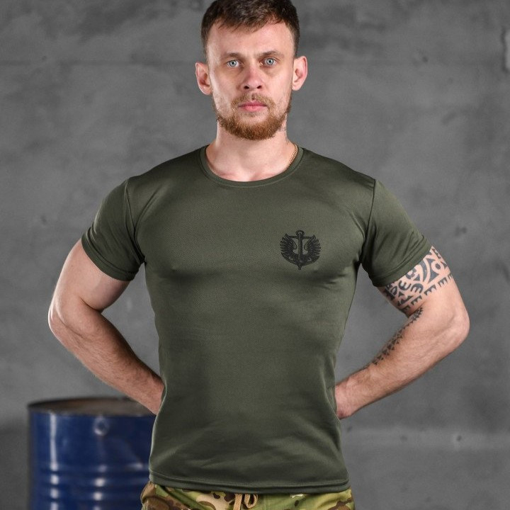 Тактическая футболка Odin с принтом "Вірний назавжди" олива, мужская потоотводная приталенная футболка XL - фото 2 - id-p2102821409