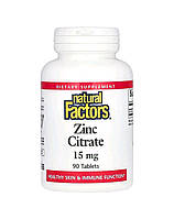 Цинк цитрат 15 мг, Zinc Citrate Natural Factors 90 таблеток