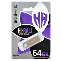 Флеш-накопичувач USB Hi-Rali 64GB Shuttle series Silver Флешка юсб для комп'ютера ПК flash-накопичув