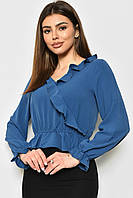 Блуза жіноча однотонна синього кольору 172070T Безкоштовна доставка